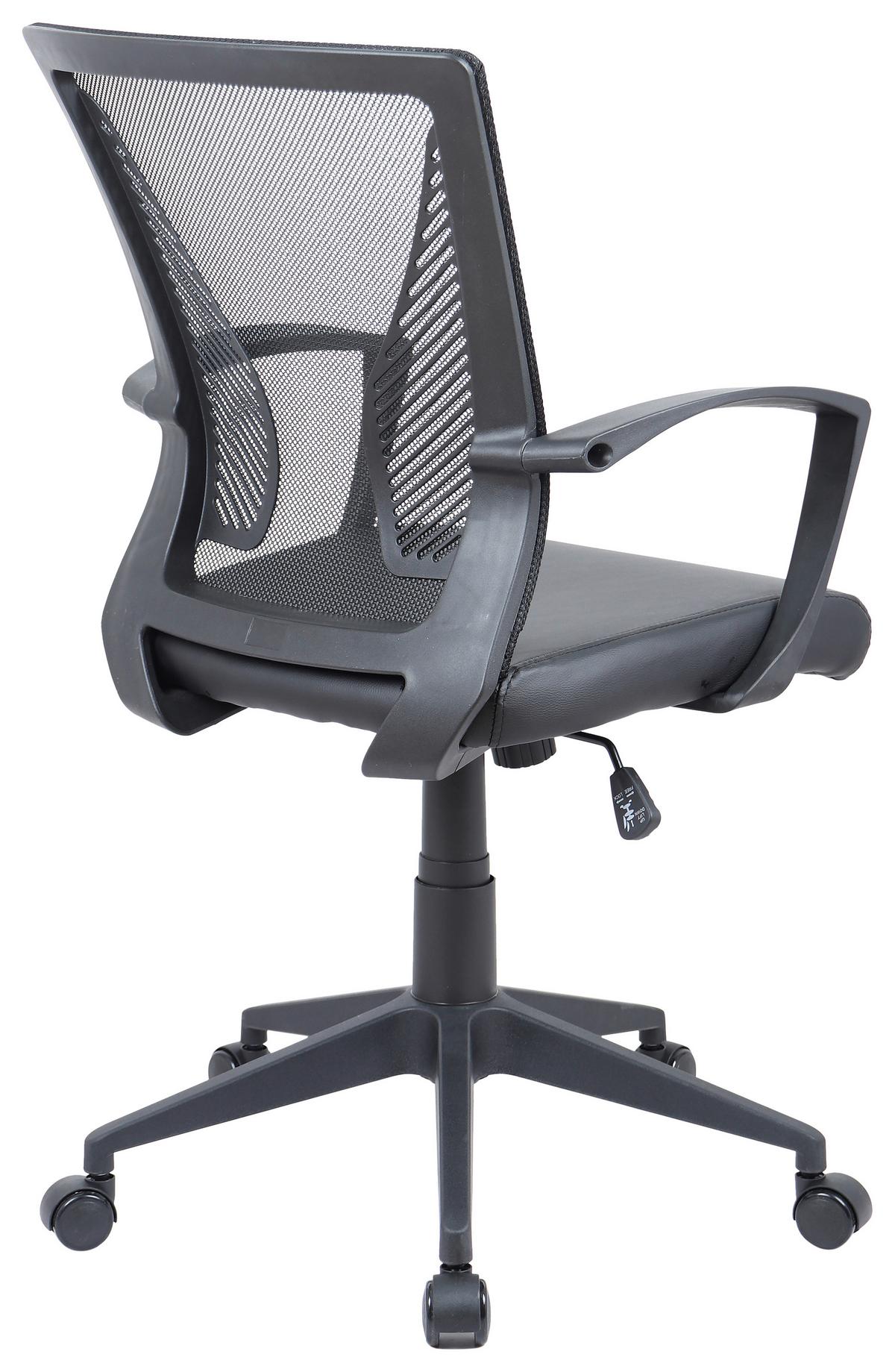 Drehstuhl Offilo Pu - Schwarz, KONVENTIONELL, Kunststoff/Metall (48/92/46cm)