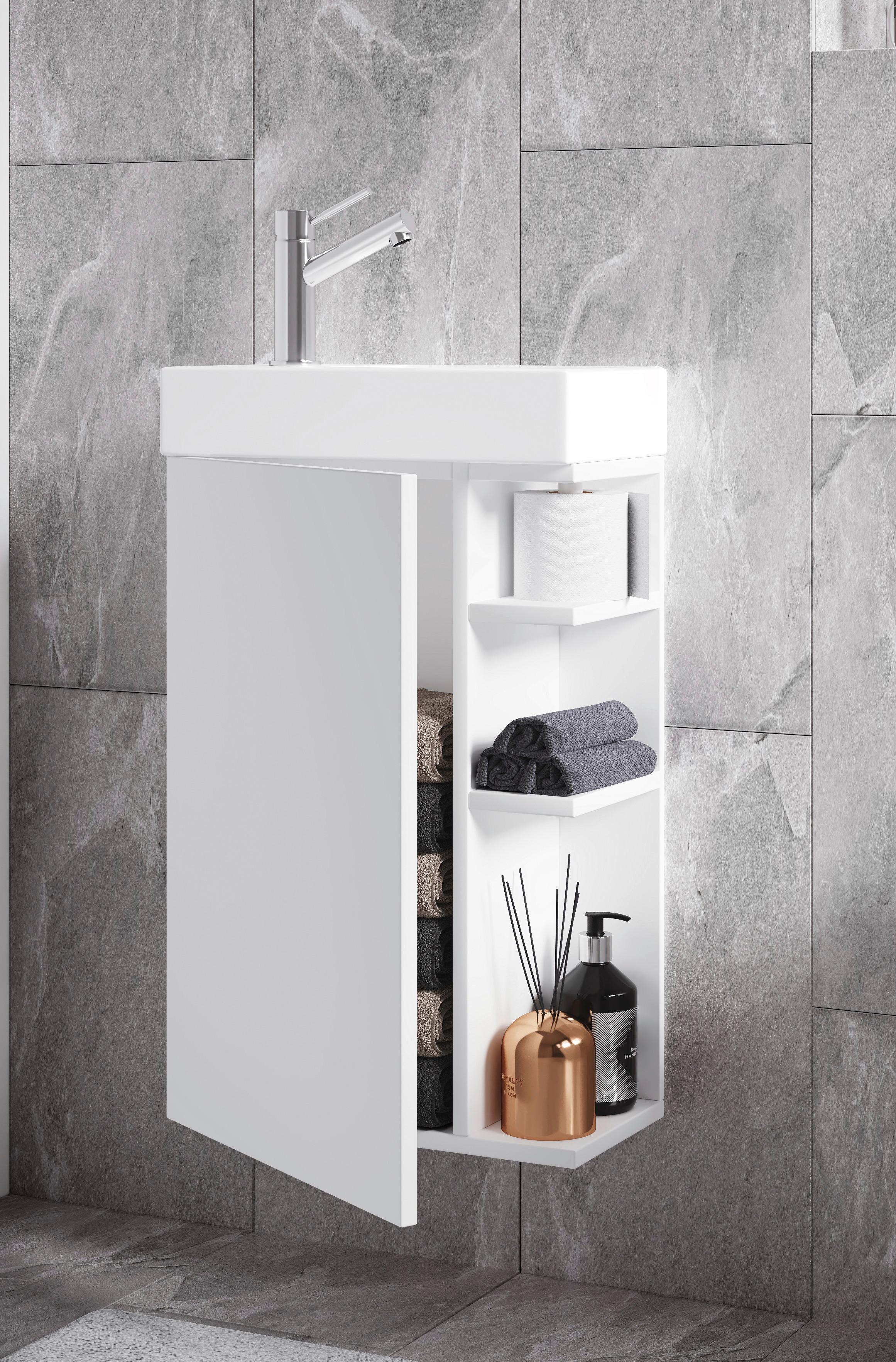 Waschtischkombi Lumia - Weiß, MODERN, Keramik/Holzwerkstoff (40cm) - MID.YOU