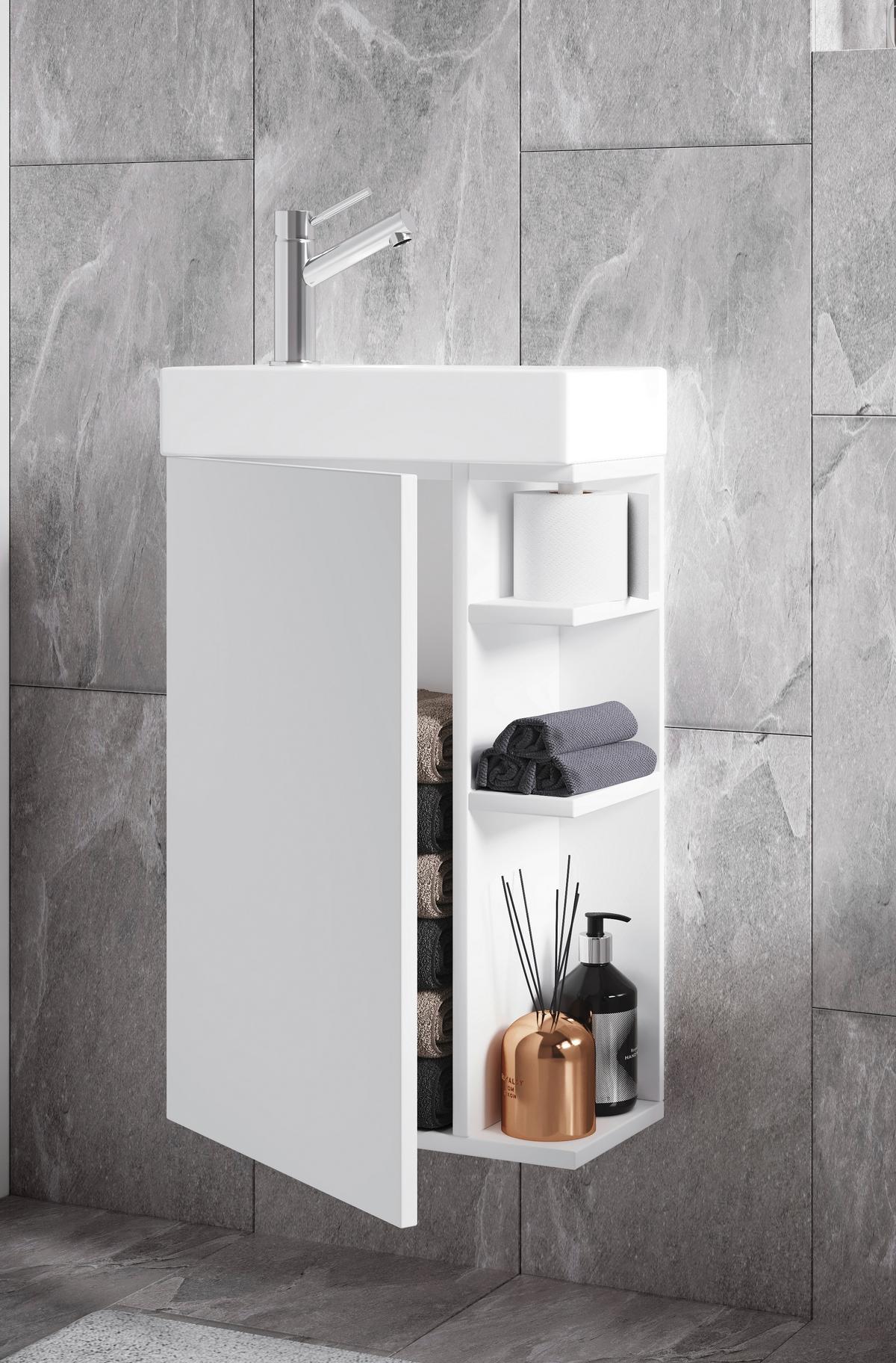 Waschtischkombi Lumia - Weiß, MODERN, Keramik/Holzwerkstoff (40cm) - MID.YOU