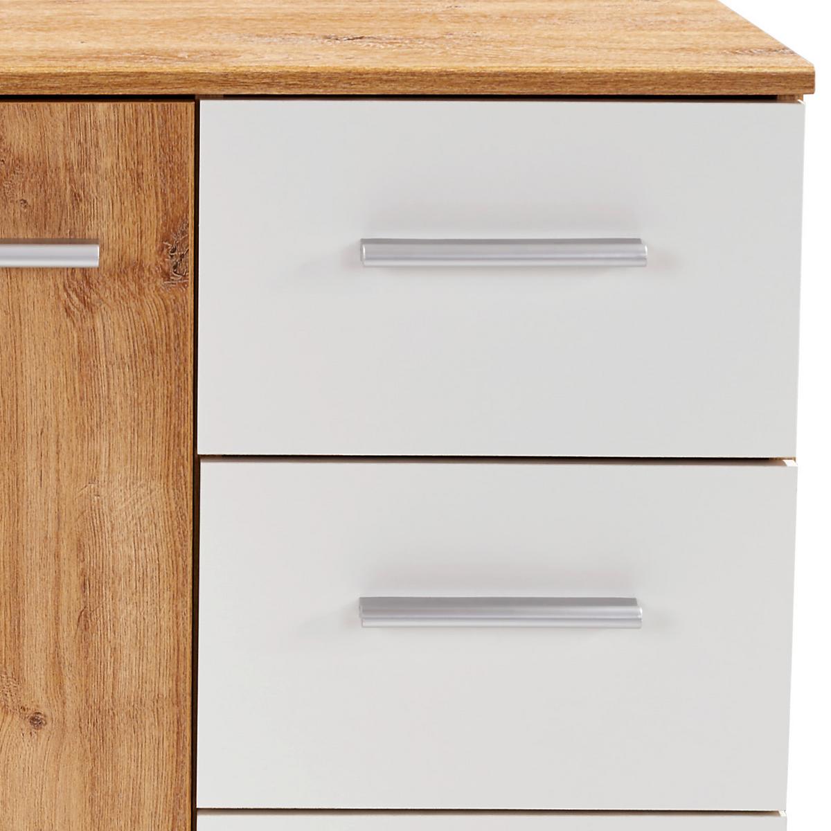 Kommode B 81cm Katrin Alpinweiß/ Balkeneiche Dekor - Eichefarben/Weiß, KONVENTIONELL, Holzwerkstoff (81/83/41cm)