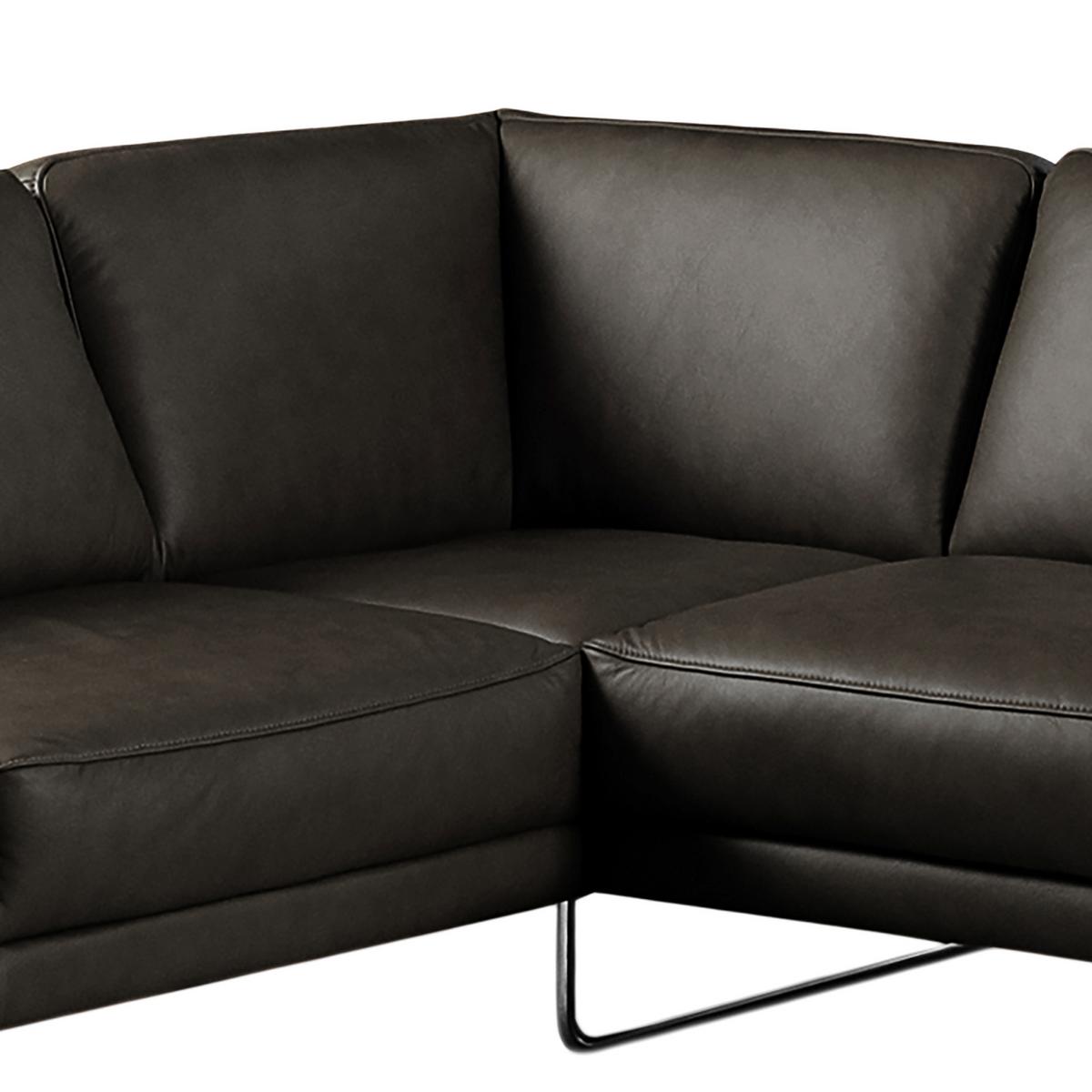 Ecksofa Spring Schwarz Chrom S: 250x273 Cm - Chromfarben/Schwarz, Design, Leder (250/273cm) - Livetastic