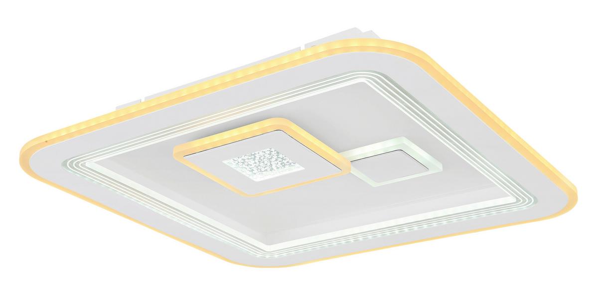 LED-Deckenleuchte L: 46,6 cm mit Farbtemperaturwechsler - Klar/Opal, Design, Kunststoff/Metall (46,6/46,6/7,4cm) - Globo