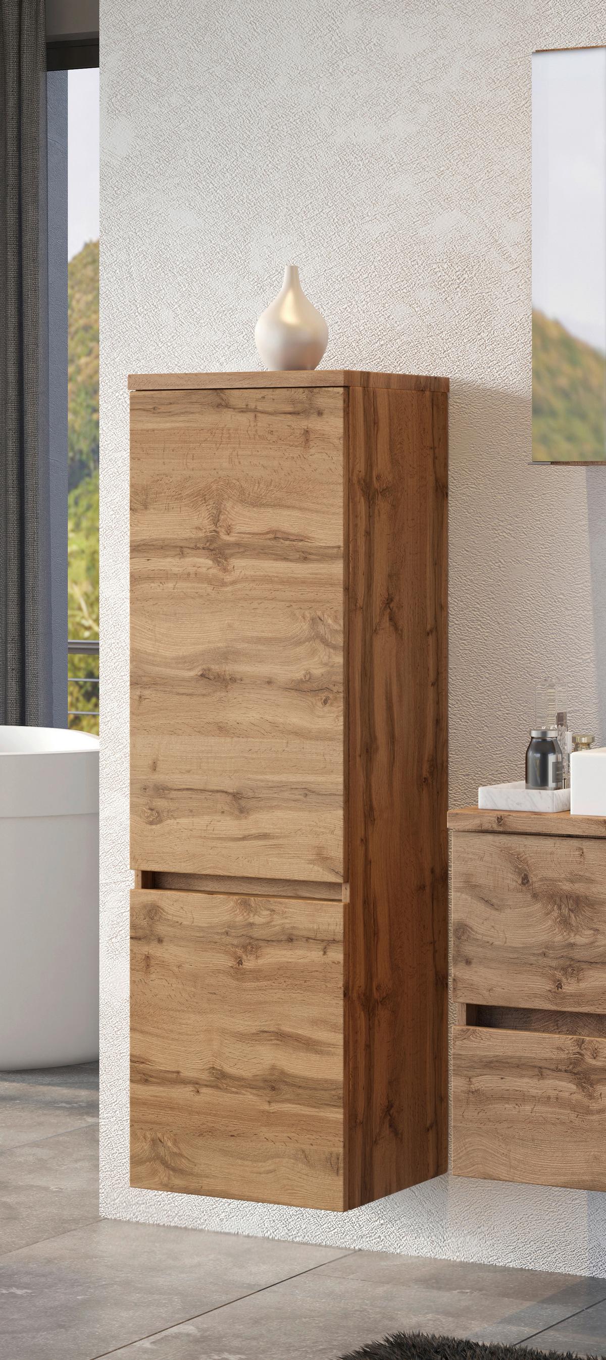 Midischrank Pienza B: 40 cm Eiche Wotan Dekor - Silberfarben/Eiche Wotan, MODERN, Holzwerkstoff (40/133/35cm) - Held