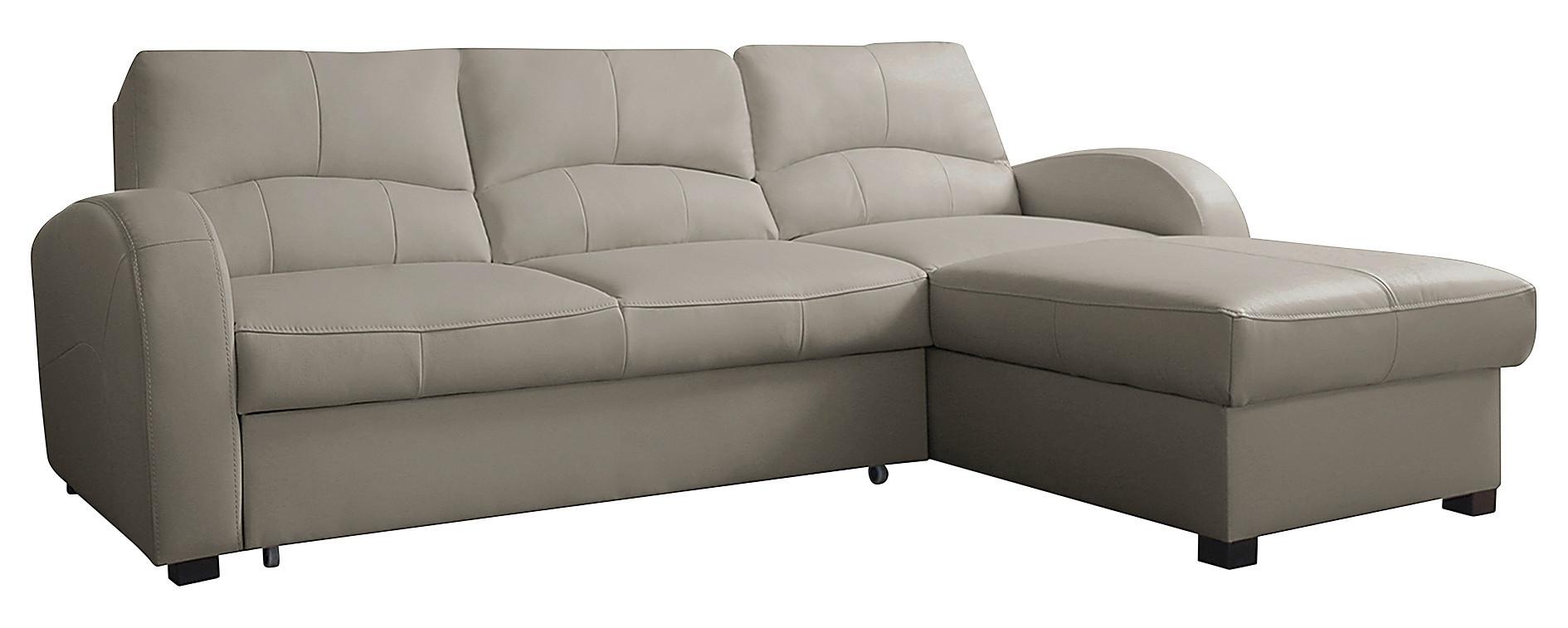 Ecksofa Tilo Platinfarben S: 227 cm - Platinfarben/Schwarz, Design, Leder/Textil (227/168cm) - Livetastic