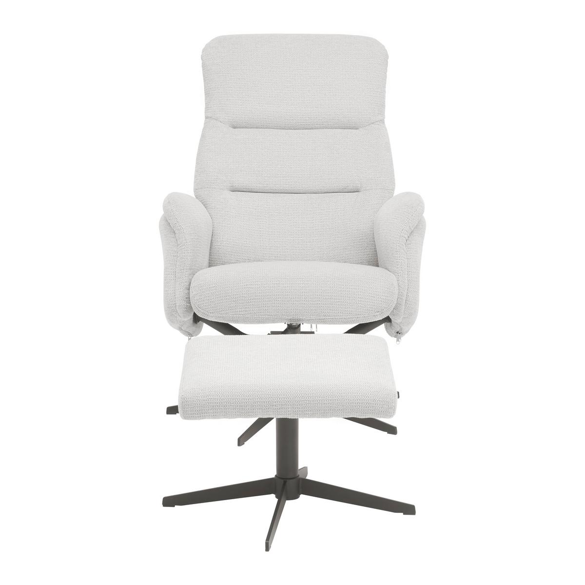 Relaxačné křeslo STAR, sv.šedý manšestr, s taburetem - černá/světle šedá, Moderní, kov/textil (72/105-94/91-114cm) - Mömax