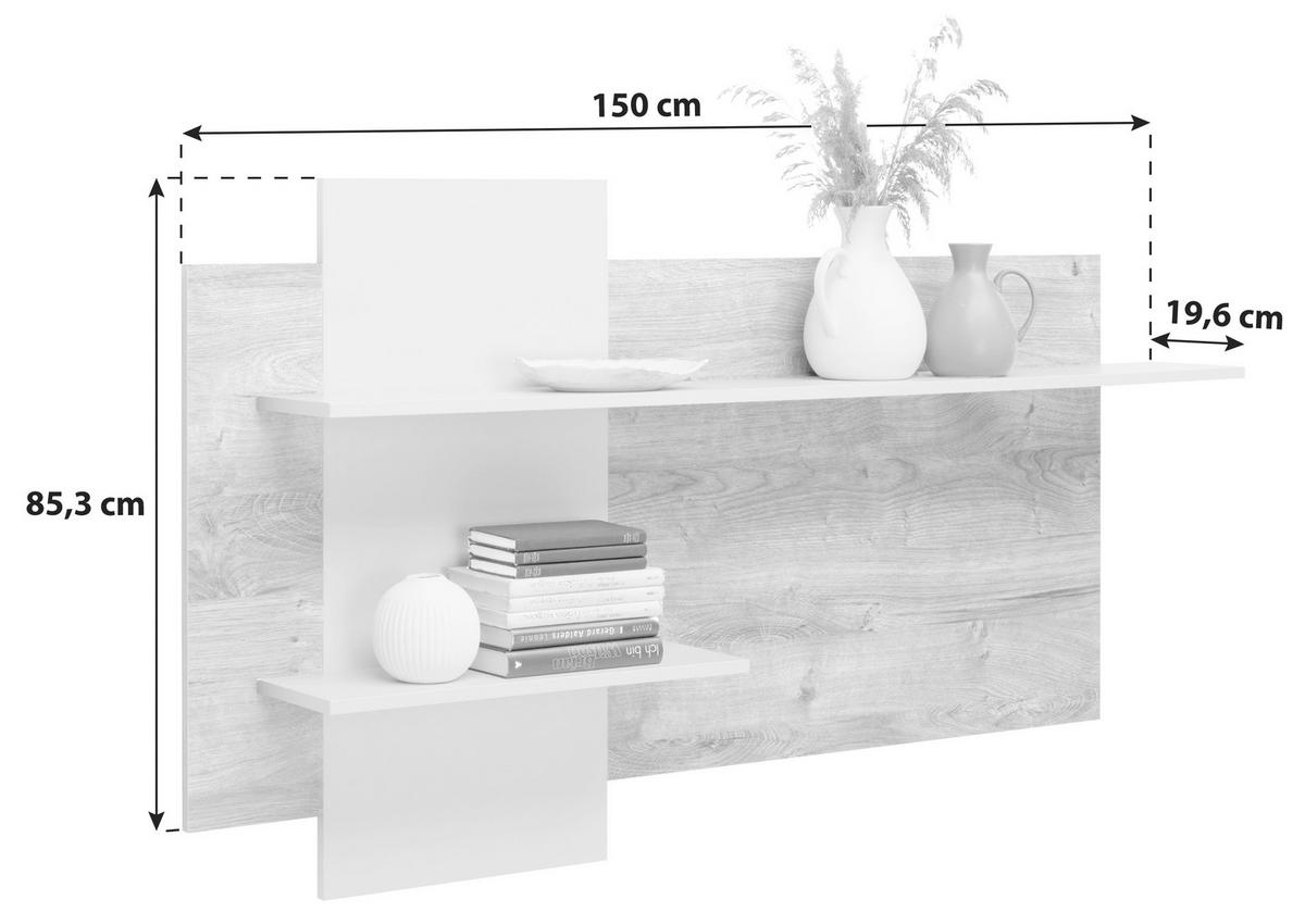 Wandboard Arian B: 150 cm Eiche Dekor/Hellgrau - Eichefarben/Hellgrau, MODERN, Holzwerkstoff (150/85,3/19,6cm)