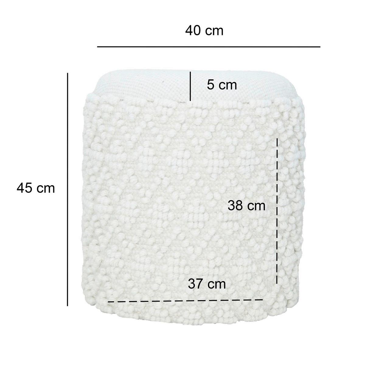 Hocker Weiß B: 40cm - Weiß, Basics, Textil (40/45/40cm) - Livetastic