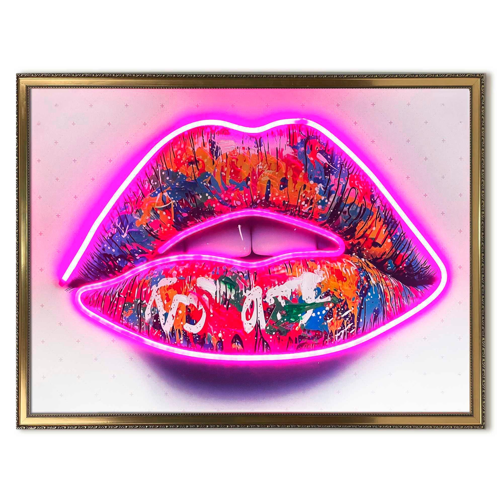 Bild Neon Lips - Pink/Schwarz, Basics, Holzwerkstoff/Kunststoff (50/70/3,5cm)