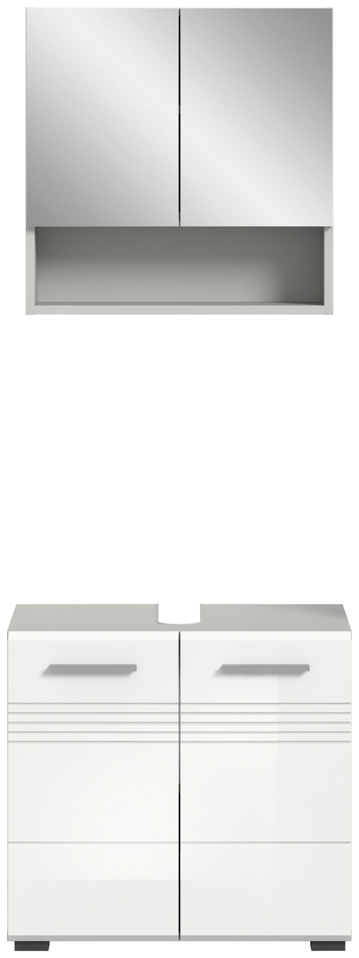 Badezimmer Copa Grau Weiß Hg B: 60 Cm - Weiß Hochglanz/Schwarz, MODERN, Holzwerkstoff (60cm) - MID.YOU
