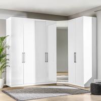 Eckschrank Mit Spiegel 273,3x182,2 Cm Unit Weiß - Weiß, MODERN, Holzwerkstoff (273,3/242,2/182,2cm) - Ondega