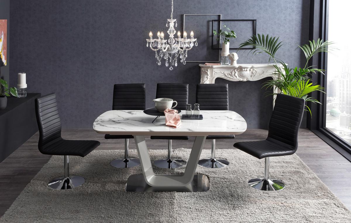 Stuhl-Set Schwarz B: 45 cm - Silberfarben/Schwarz, MODERN, Textil/Metall (45/106/65cm) - Livetastic