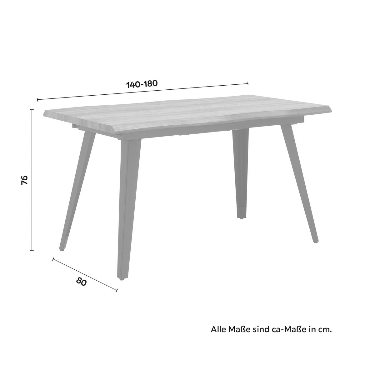 Rozkládací jídelní stůl Ján 140-180x80cm - černá/barvy vlašských ořechů, Moderní, kov/kompozitní dřevo (140-180/80/76cm) - Bessagi Home