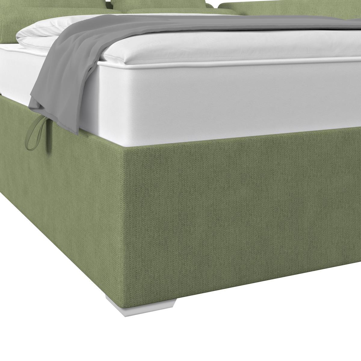 Kárpitozott Ágy Remi 120/200cm - ezüstszínű/zöld, Modern, textil/fa (120/200cm)
