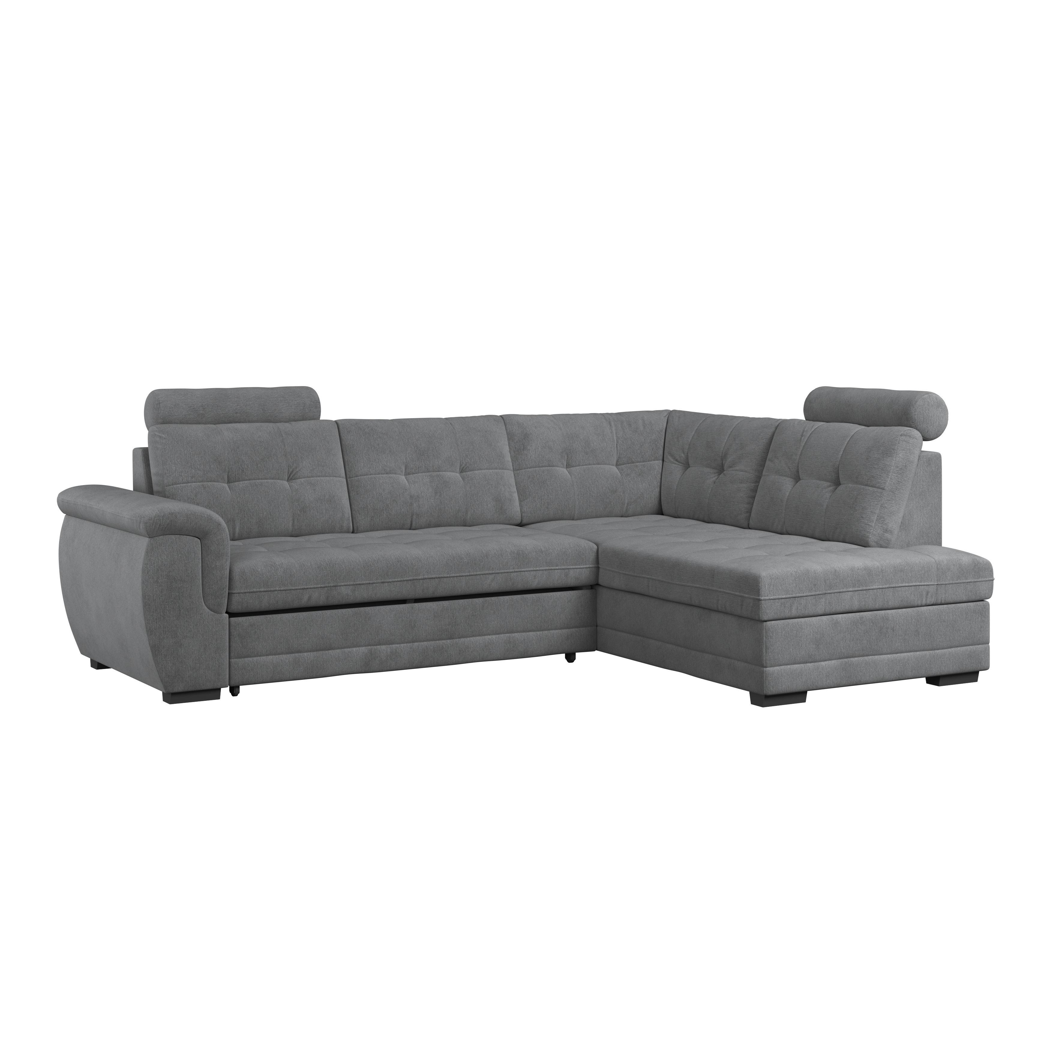 Ecksofa mit Schlaffunktion Falco new anthrazit 251x183 cm - Anthrazit/Schwarz, KONVENTIONELL, Textil (251/183cm) - Ondega