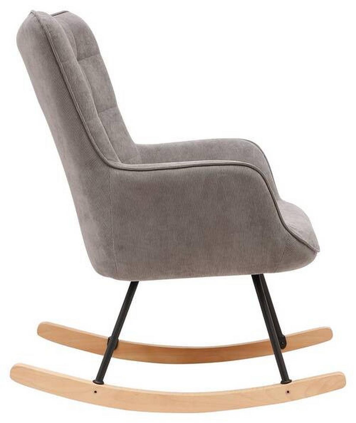 Schaukelstuhl Mit Armlehnen Richie Stoffbezug Grau - Buchefarben/Schwarz, MODERN, Holz/Textil (72/92/92cm) - MID.YOU