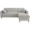 Ecksofa mit Schlaffunktion & Bettkasten Bergen Hellgrau - Hellgrau/Naturfarben, Design, Textil (231/160cm) - Luca Bessoni