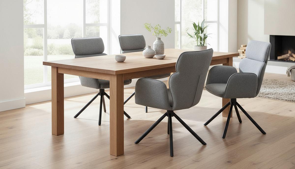 Armlehnstuhl Edda Leinenopitk Dunkelgrau B: 59cm - Dunkelgrau/Schwarz, KONVENTIONELL, Textil/Metall (59/93/61cm)