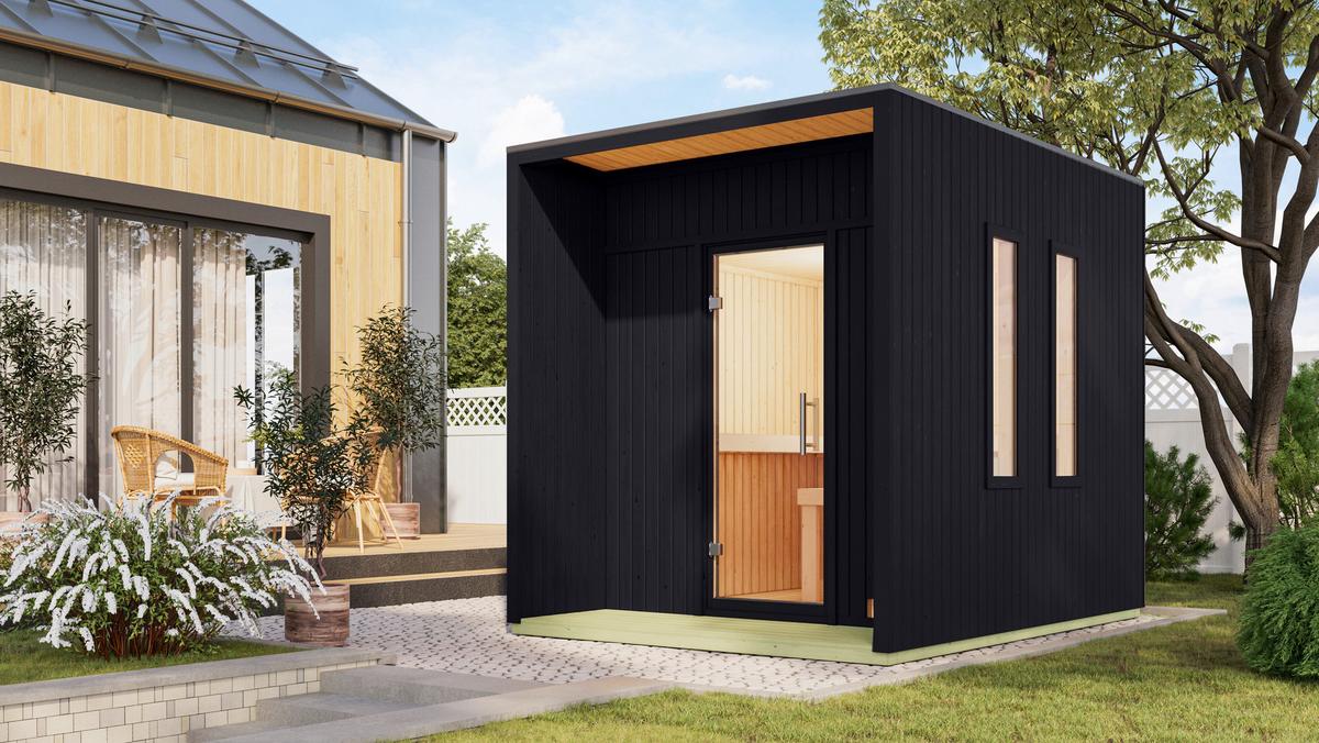 Saunahaus Areluna 2 219/244/287 cm - Schwarz, Basics, Holz (219/244/287cm)