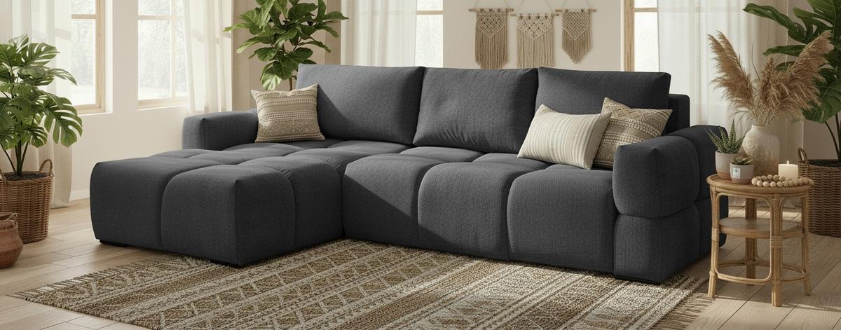 Ecksofa Taremi Anthrazit S 173x299 Cm - Anthrazit/Schwarz, Design, Textil (173/299cm) - Stylife