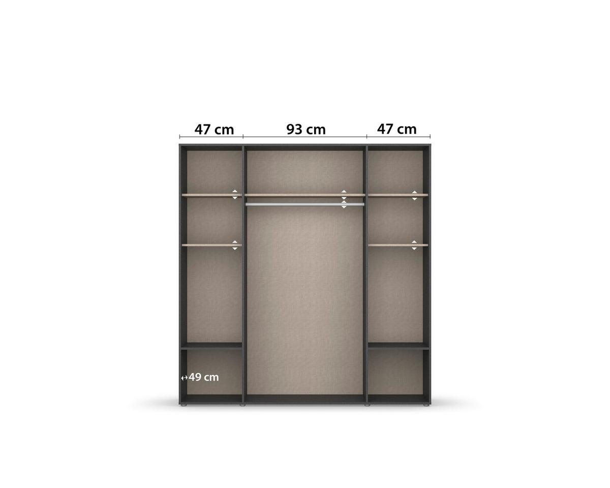 Drehtürenschrank mit Schubladen 187 cm Grau - Grau, MODERN, Holzwerkstoff (187/194/53cm) - Rauch Möbel