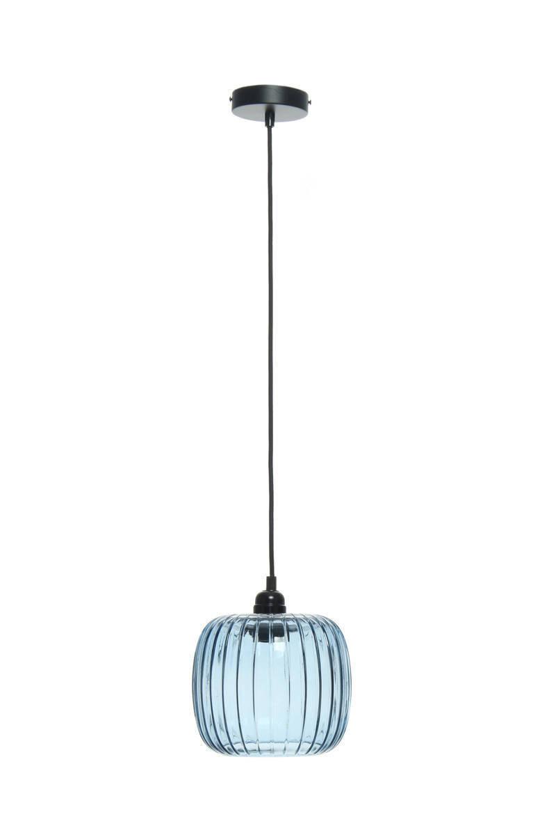 Hängeleuchte Claudia H: 24 Cm 1-Flammig Blauer Glasschirm - Blau, Trend, Glas (18/24/18cm) - Kayoom