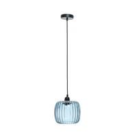 Hängeleuchte Claudia H: 24 Cm 1-Flammig Blauer Glasschirm - Blau, Trend, Glas (18/24/18cm) - Kayoom