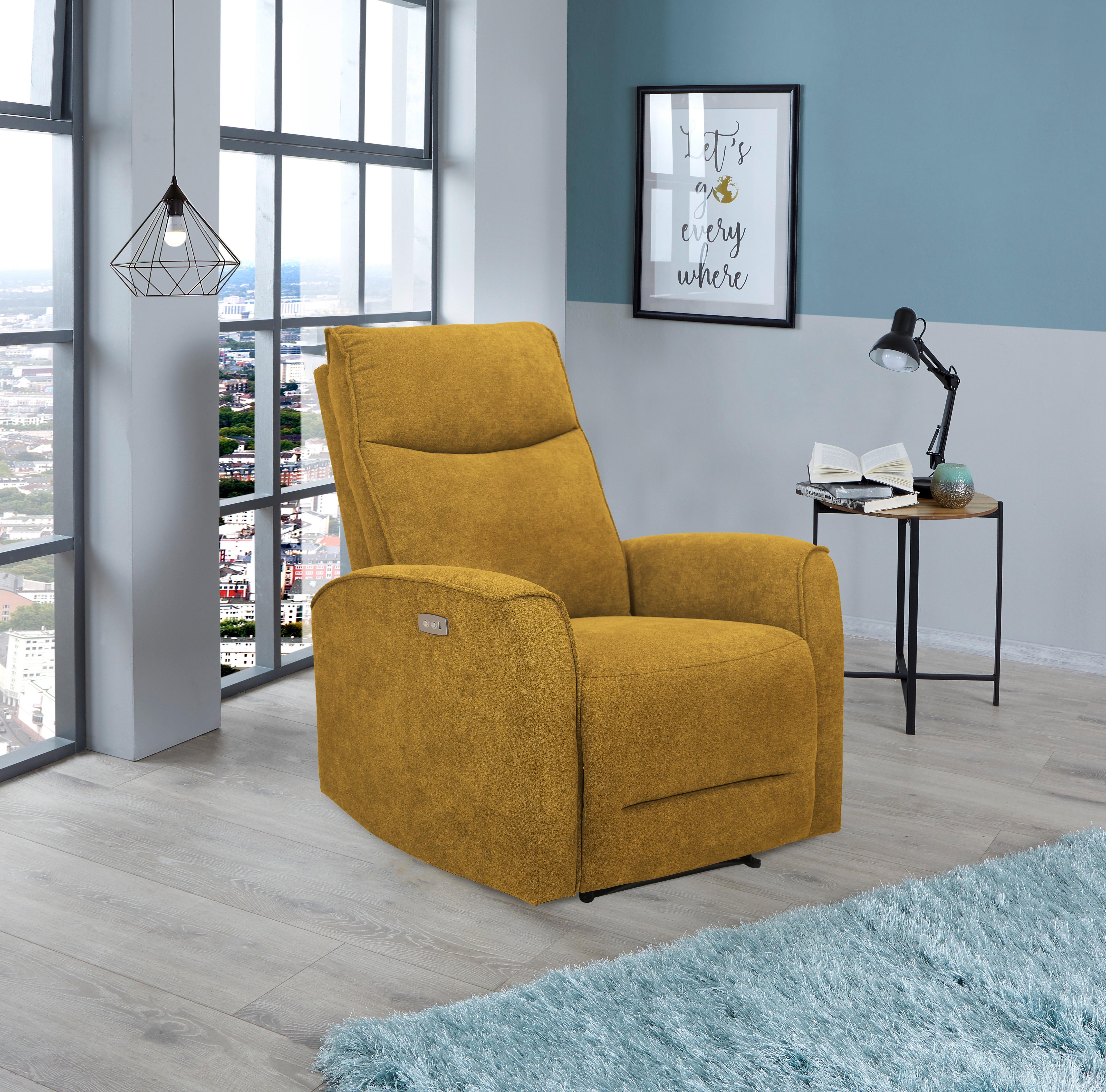 Tv-fotel "leon" Leon *top Ár* - sárga, Konventionell, textil/fa (80/102/96cm) - Best Price