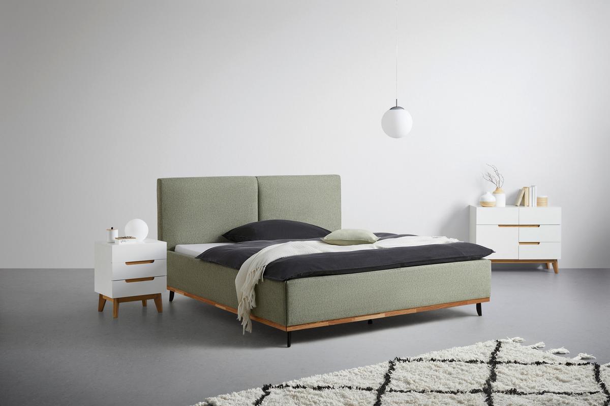 POSTEĽ EMILY - čierna/zelená, Konventionell, kompozitné drevo/textil (180/200cm) - Premium Living