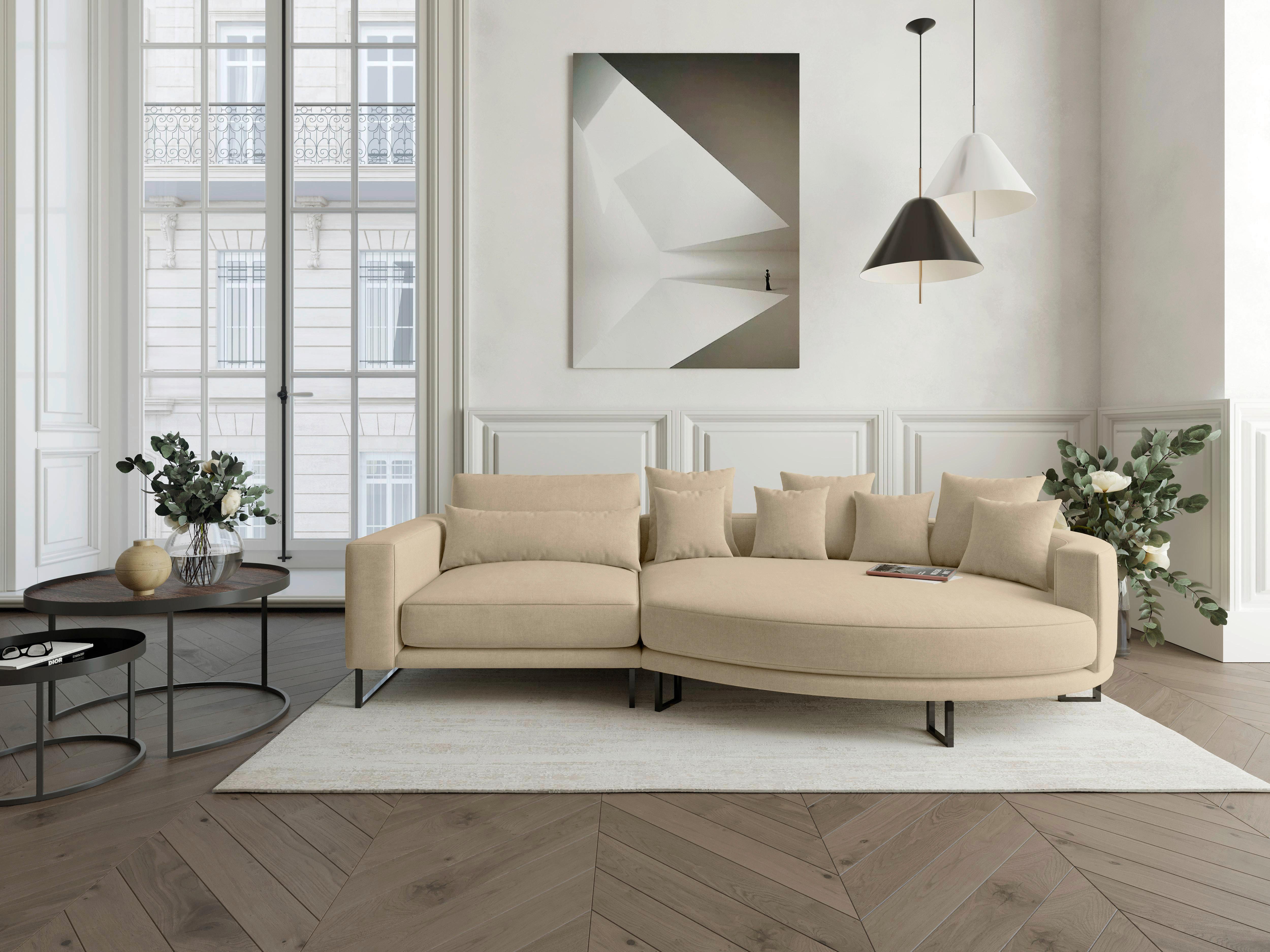 Bigsofa Natalia Beige S: 150x283 Cm - Beige/Schwarz, Design, Textil (150/283cm) - Livetastic