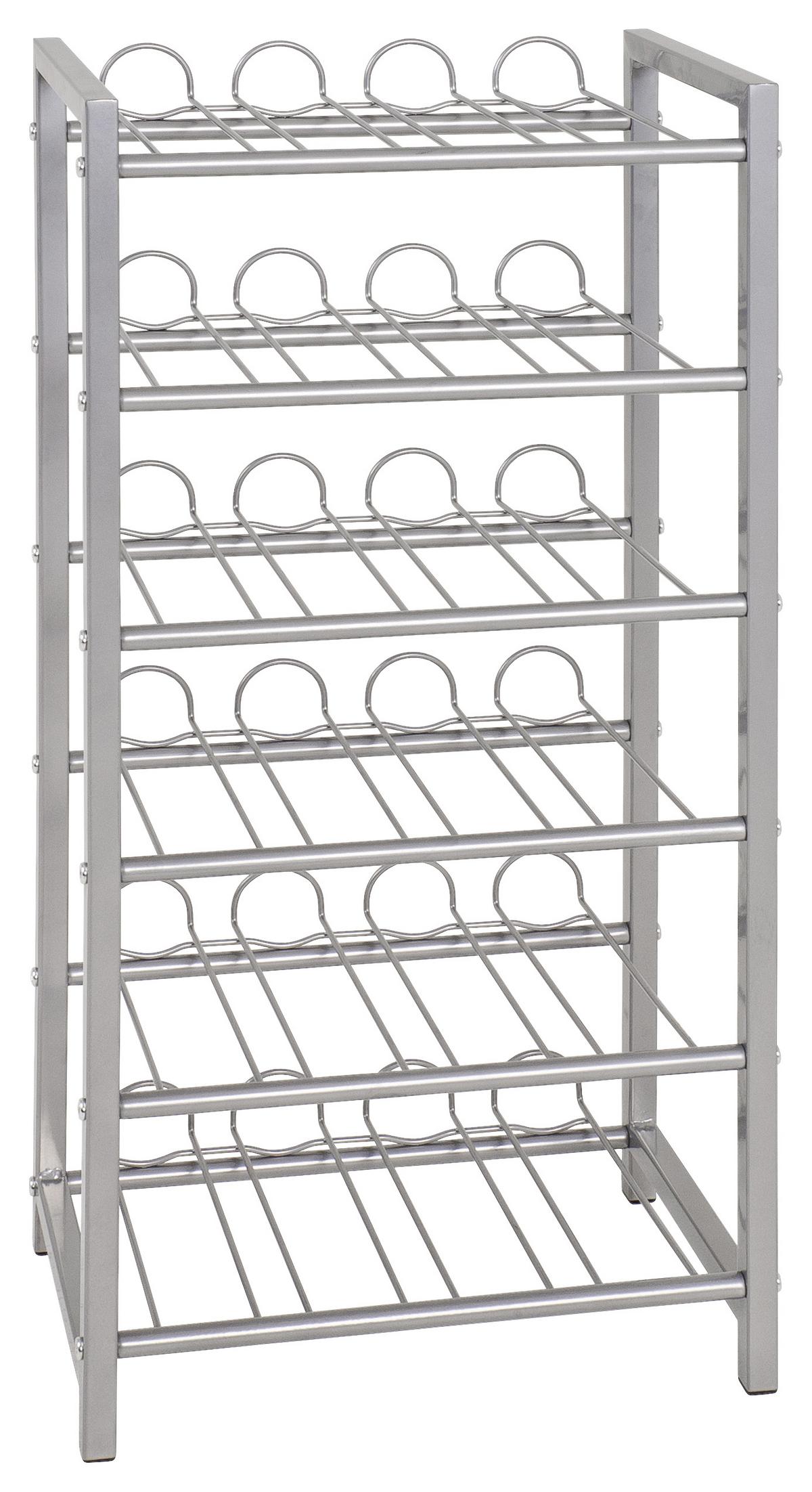 Weinregal Metall Alufarben 42 Flaschen BxH: 34x72 cm - Alufarben, MODERN, Metall (34/72/22cm)