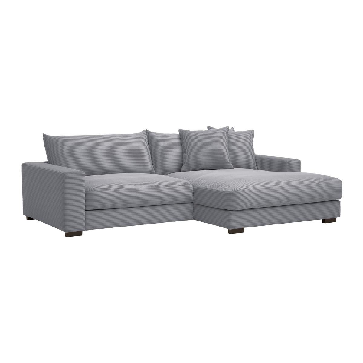 Rohová sedačka PEDRO, pravá, šedý manšestr - šedá, Moderní, textil (265/180cm) - Mömax