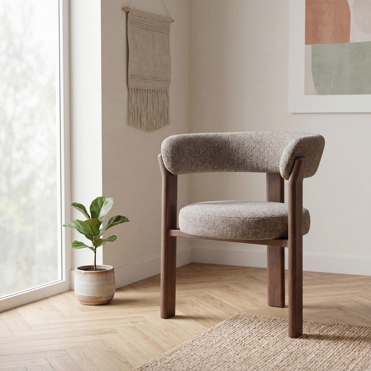 Armlehnstuhl Granada Hellbraun B: 62 cm - Hellbraun/Walnussfarben, MODERN, Textil/Metall (62/74/56,5cm) - Livetastic
