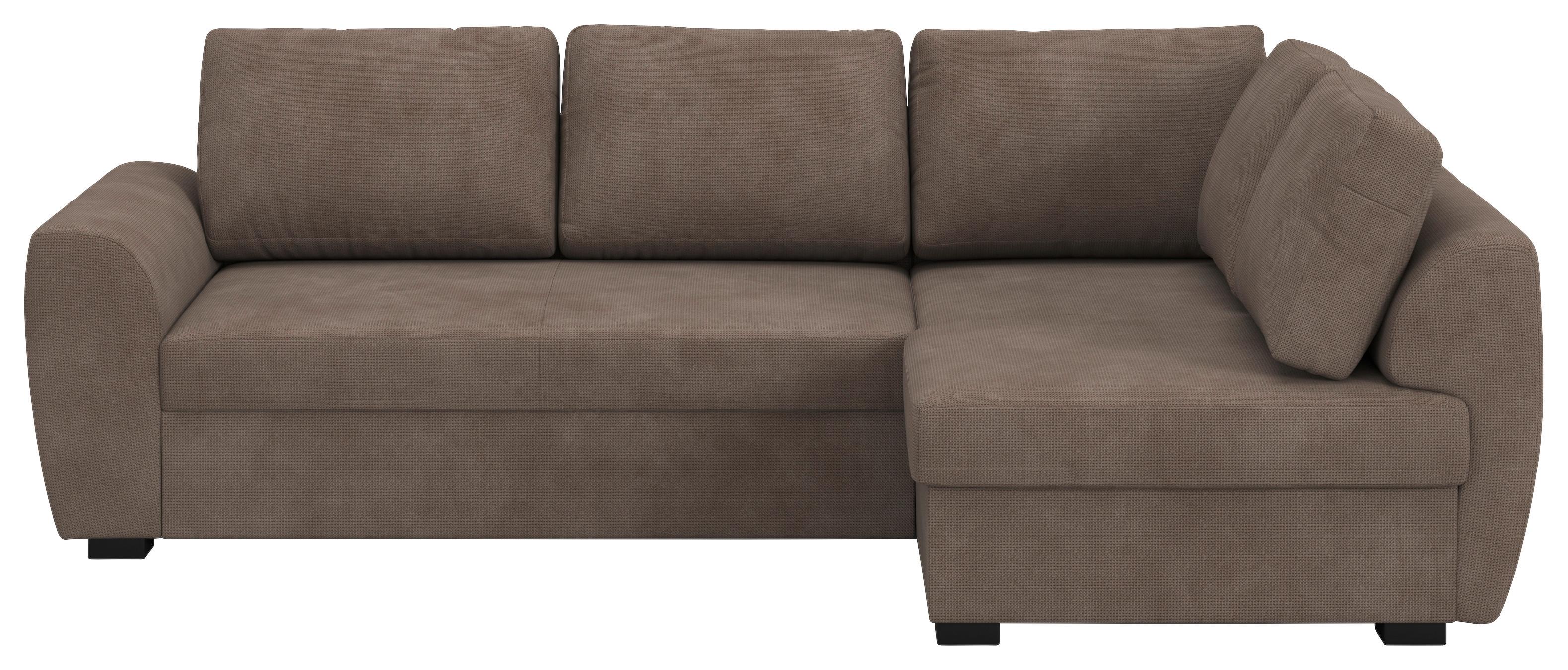 Ecksofa mit Bettfunktion Drift Microfaser taupe, B: 253cm - Taupe/Schwarz, Trend, Textil (253/154cm)