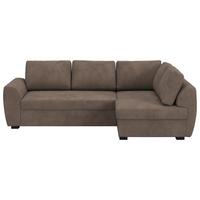 Ecksofa mit Bettfunktion Drift Microfaser taupe, B: 253cm - Taupe/Schwarz, Trend, Textil (253/154cm)