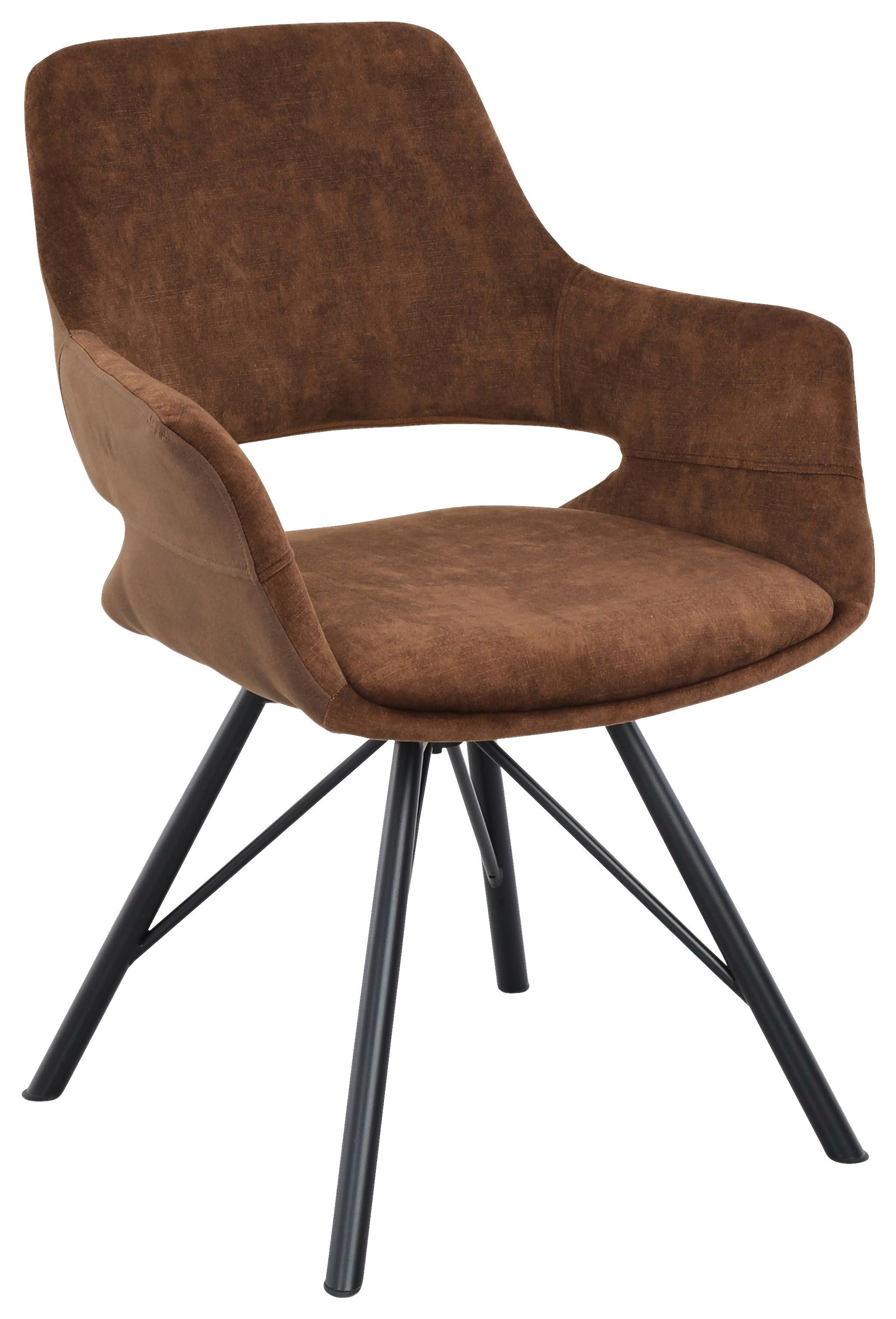 STOLIČKA S PODRÚČKAMI ADRIANA - hnedá/čierna, Modern, kov/drevo (61/85/62,5cm) - Mömax