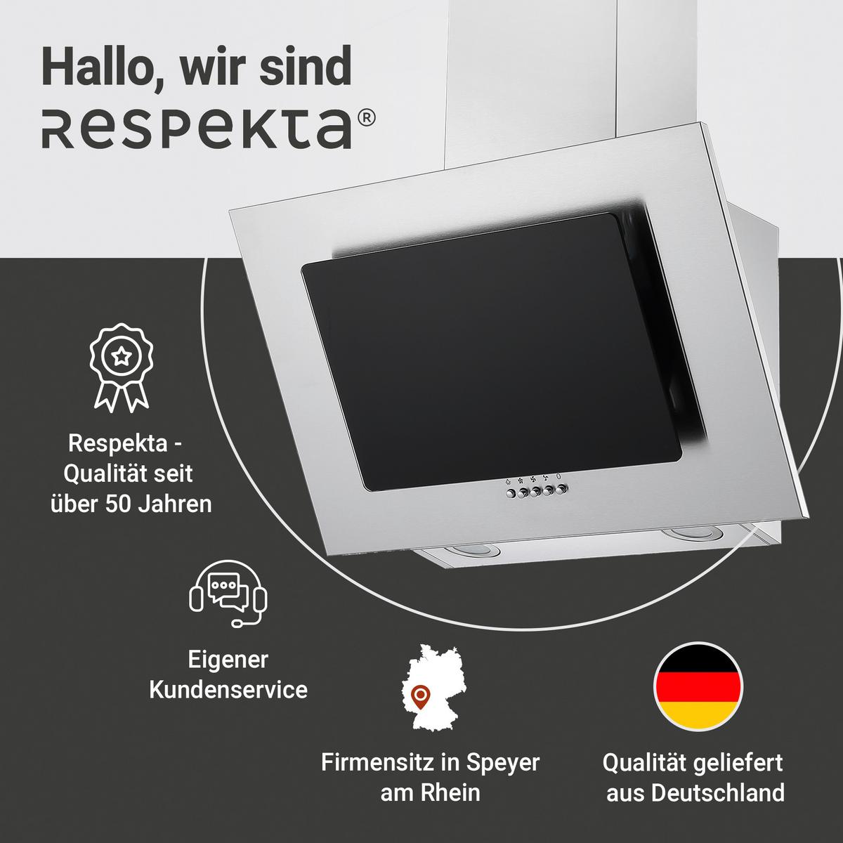 Dunstabzugshaube Kira Schwarz B: 60 Cm, Led - Edelstahlfarben/Schwarz, Trend, Glas/Metall (60/74,3-102,3/31,3cm) - Respekta