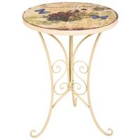 Gartenbeistelltisch aus Eisen Ø ca. 38 cm Floral - Weiß, MODERN, Metall (38/53cm)