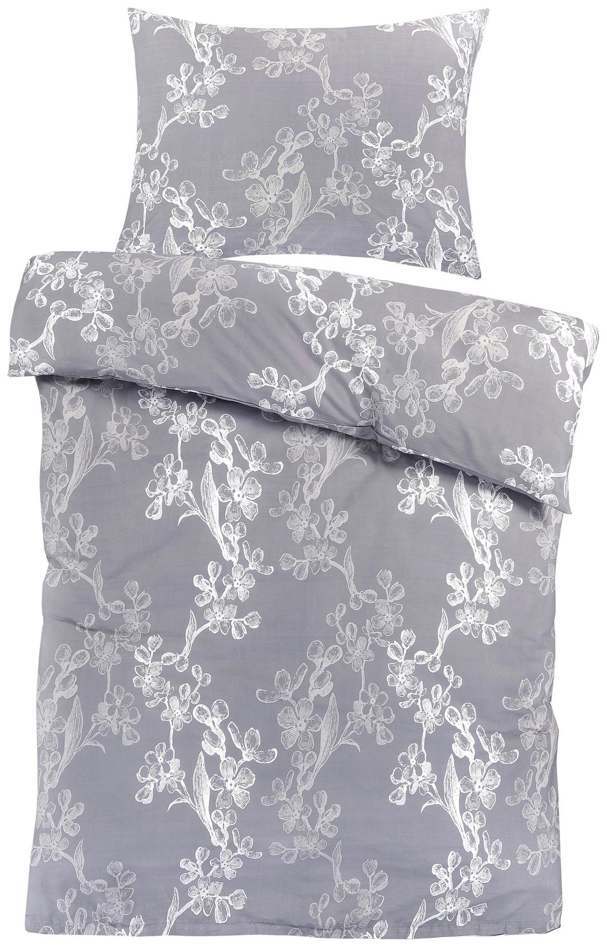 Bettwäsche Evelin - Hellgrau/Weiß, ROMANTIK / LANDHAUS, Textil - James Wood