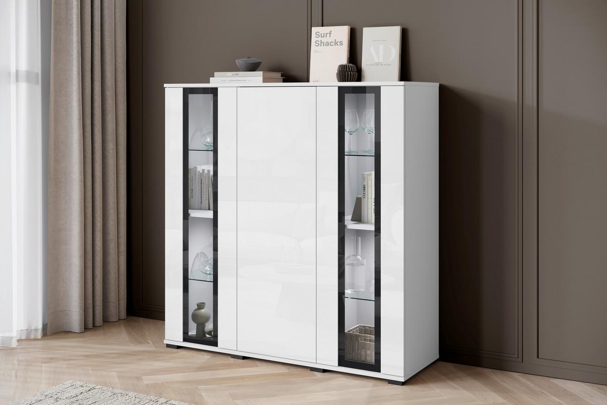 VYSOKÁ KOMODA CARO 120 - bílá/černá, Design, kompozitní dřevo/plast (120/121,9/39,5cm) - Livetastic