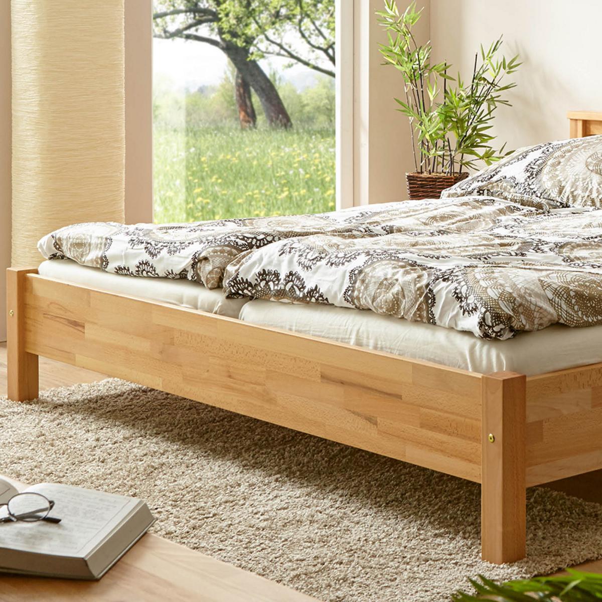 Doppelbett Echtholz Massiv 140x200 Merci, Buche - Buchefarben, KONVENTIONELL, Holz (140/200cm) - MID.YOU
