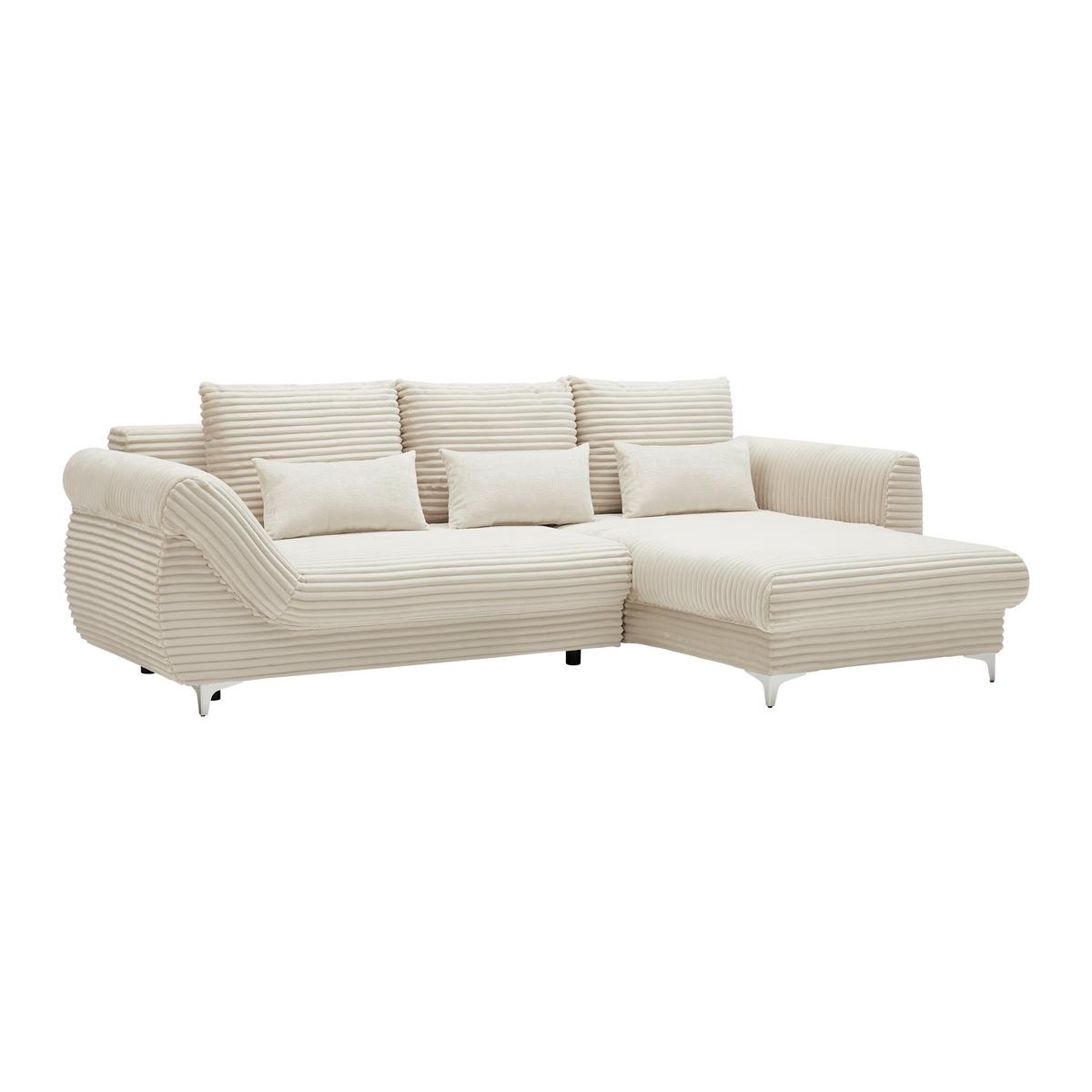 Sedačka Alantis Lux, pravá, krémová - černá/krémová, Lifestyle, kov/dřevo (263/175cm) - Mömax
