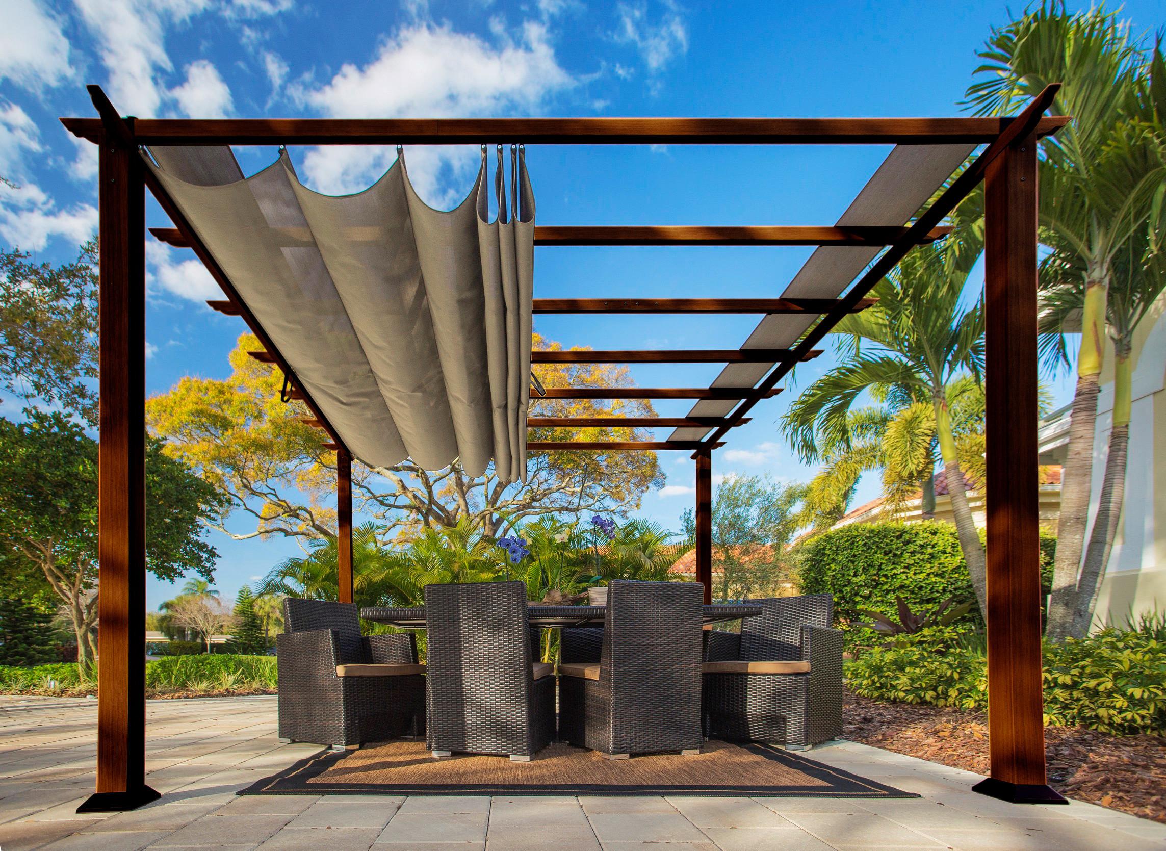 Pergola FLORIDA 11x11 - tmavohnedá, Basics, kov/plast (350/235/350cm)