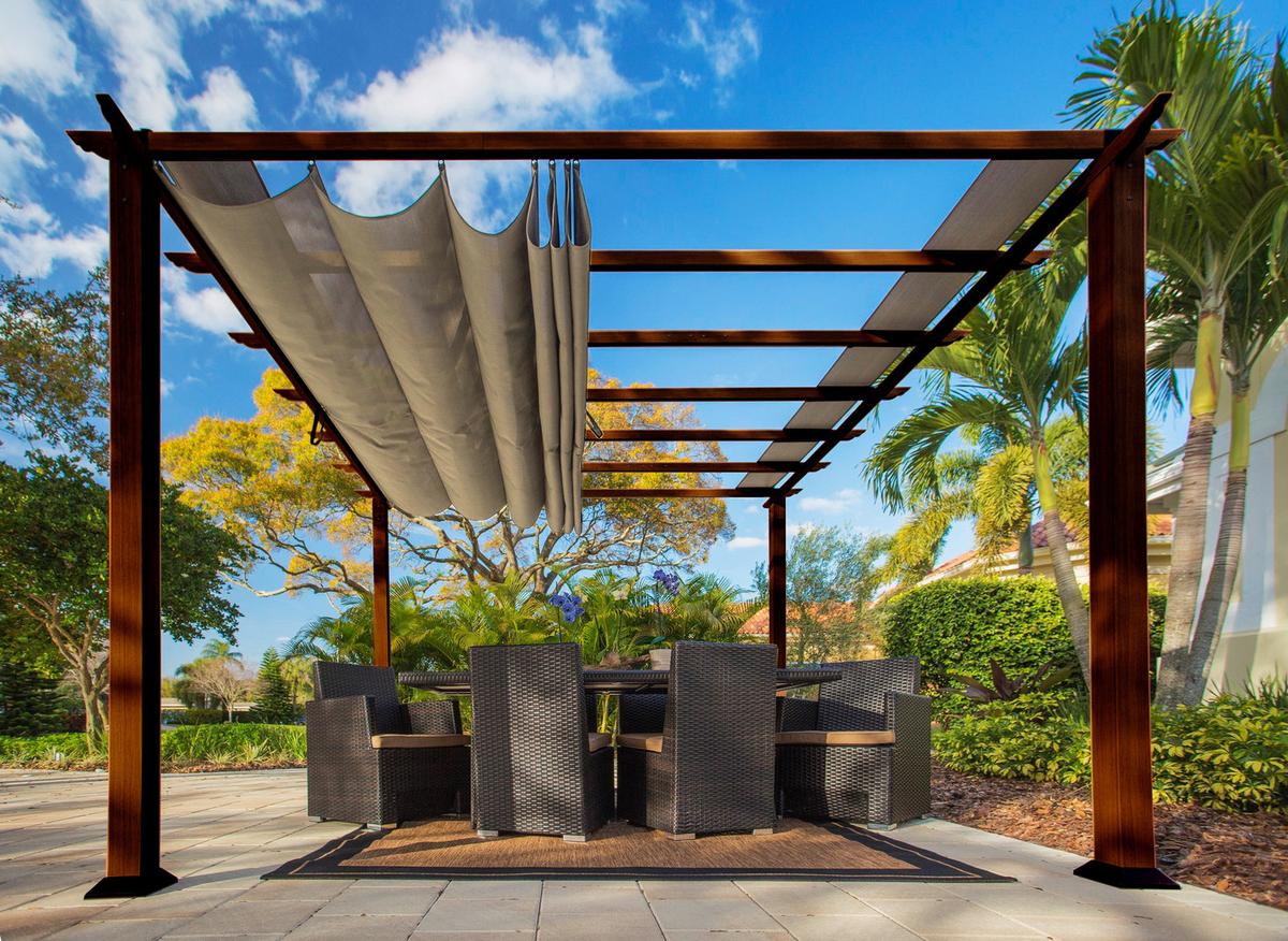 Pergola FLORIDA 11x11 - tmavě hnědá, Basics, kov/plast (350/235/350cm)