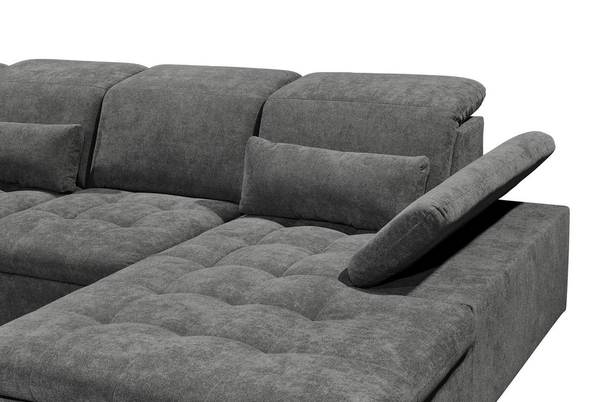 Rozkladacia sedacia súprava Wayne U, tmavosivá - strieborná/tmavosivá, Konventionell, textil/plast (240/340/188cm) - MID.YOU