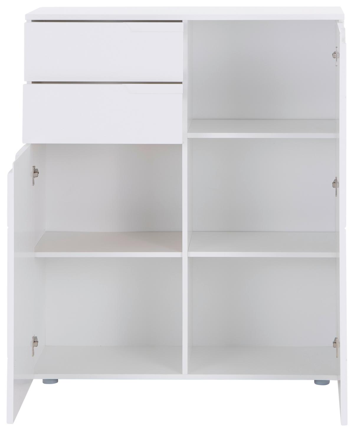 Kommode 100cm Hilton, Weiß Hilton - Weiß Hochglanz/Weiß, MODERN, Holzwerkstoff (100/119,8/40cm)