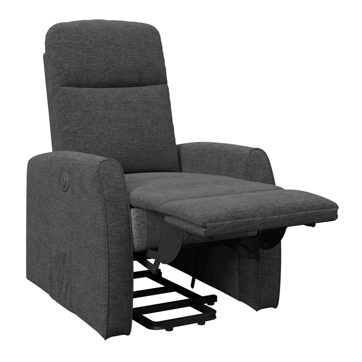 Televízne kreslo ATHEN, s pomocou pri vstávaní - tmavosivá, Modern, kov/drevo (67.5/107/88.5cm)