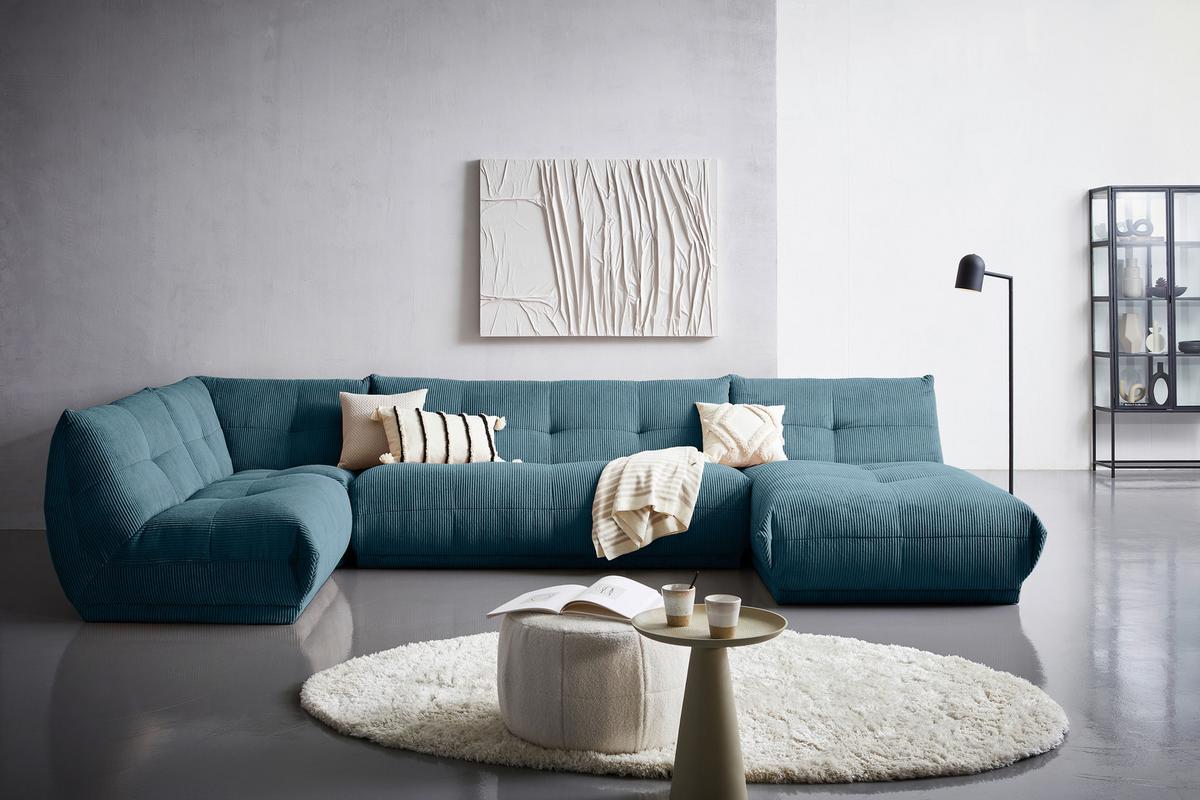Modul Sofa Giselle Ottomane B: 105 Cm Cord Petrol - Petrol, Trend, Textil (105/80/185cm) - Livetastic