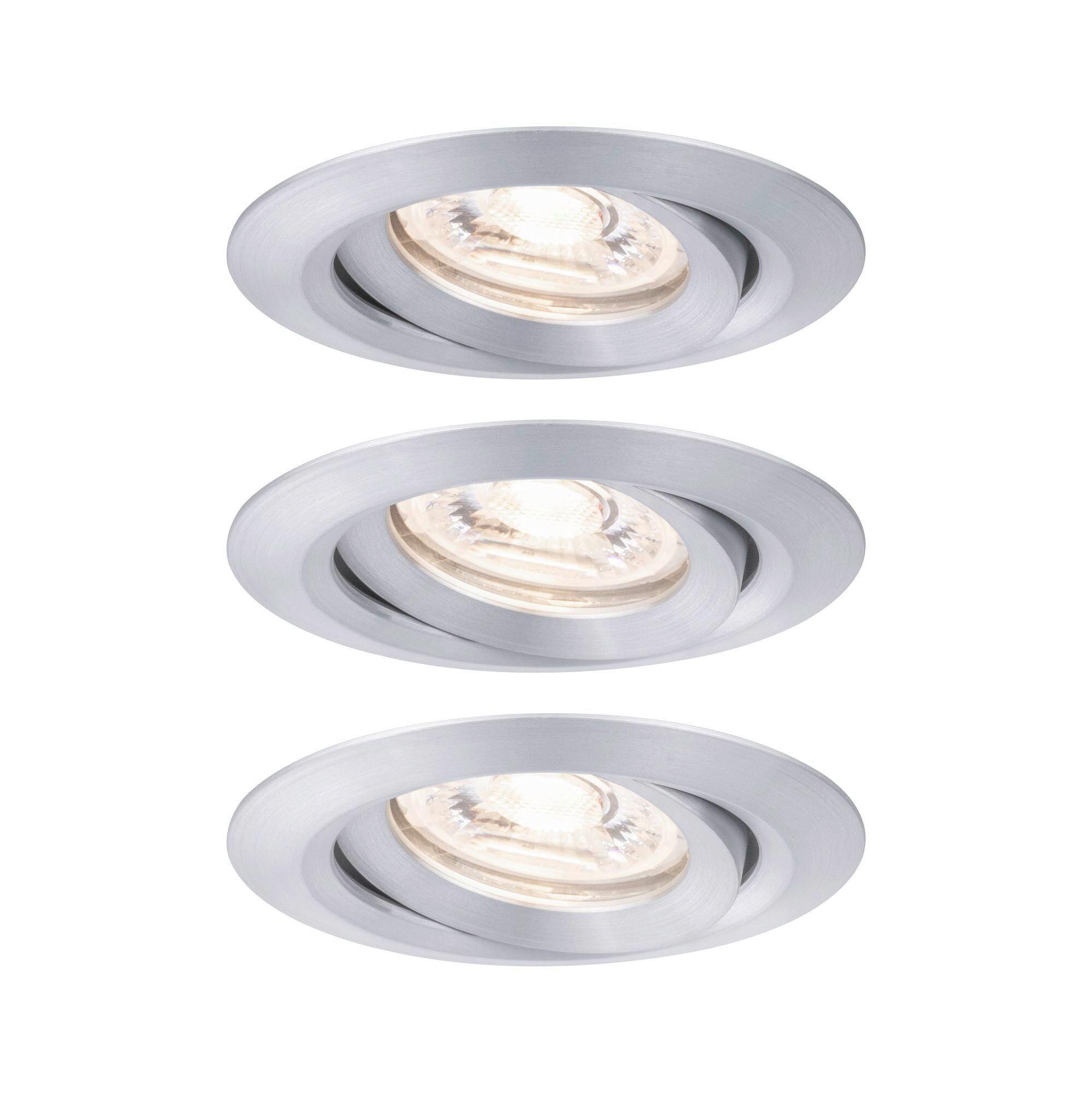 Einbauspot Ø 6,6 cm Alufarben 3 Teilig Kippbar - Alufarben, Design, Metall (6,6cm) - Paulmann