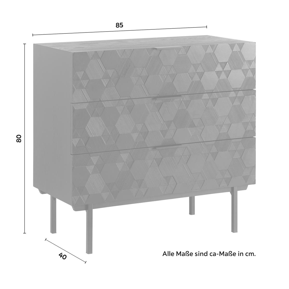 Komoda ROMA - čierna, Modern, kov/drevo (85/80/40cm) - Bessagi Home