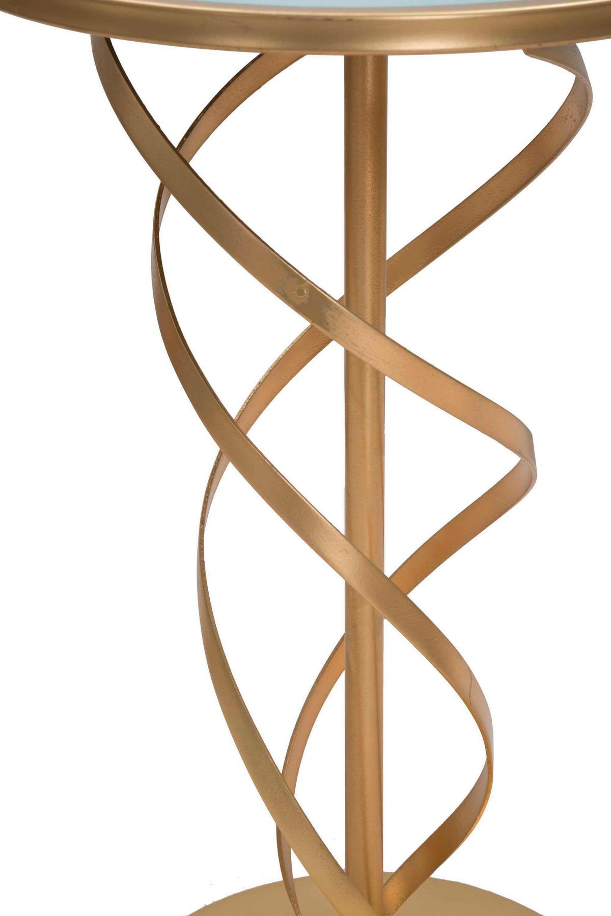 KONFERENČNÍ STOLEK GLAM SPIRAL - bílá/barvy zlata, Basics, kov/kompozitní dřevo (38/61,5/38cm)